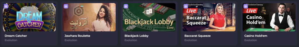 Games Collection with Live Dealers Spinago Casino